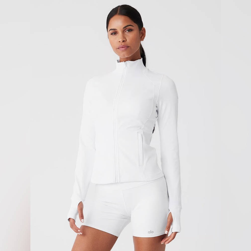 🤍Alo Yoga Formation Jacket White Sz S Sculpting Zip Up SOLD OUT